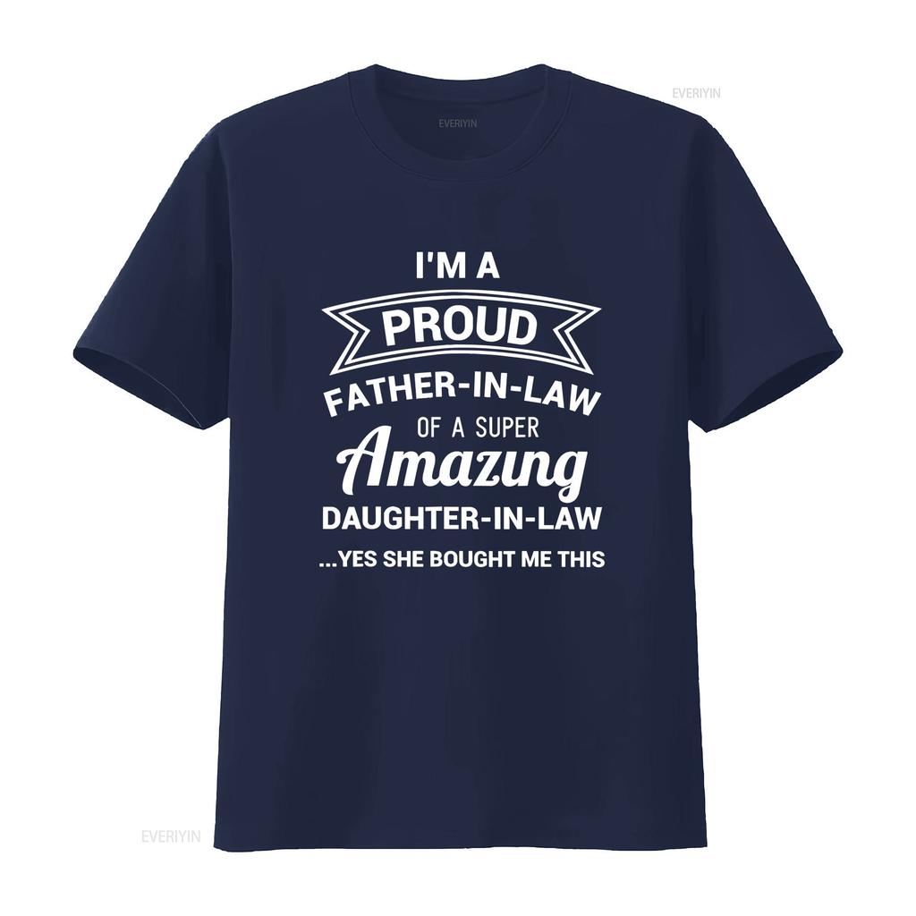 Funny Proud Father in Law T Shirt Dad Fathers Day Ideas vintage Washed Stretched Breathable Unisex Top For Everyday Wear