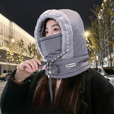 Winter Velvet Lei Feng Hat for Cycling and Commuting Windproof  Thickened  Warm and Cold Proof Ear Protection Neck Scarf  Mask  One Piece Cycling Hat