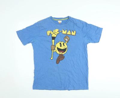 Squareball Men’s Blue Pac-Man Graphic Cotton T-Shirt M