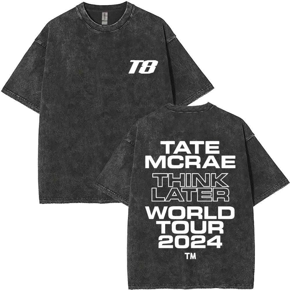 Washed Singer Tate Mcrae Album So Close To What Miss Possessive  World Tour T Shirts Men Women Fashion Oversized Tshirts
