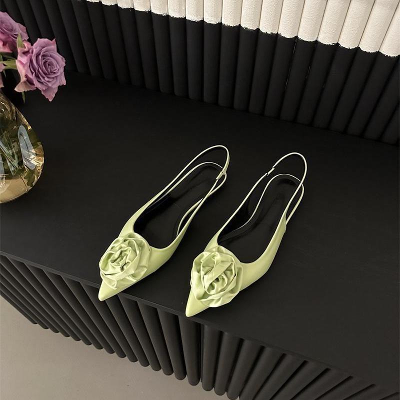 2025 spring Doudou shoes niche design ladyshoes bag head empty sandals pointed European and American shallow mouth single shoes women's new models