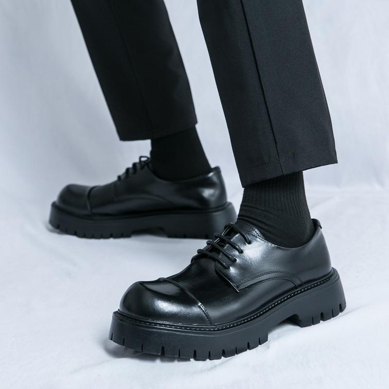 

Large size spring and autumn new leather shoes men s platform derby shoes British style trend men s shoes leather shoes one piece 2025 38