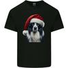 Christmas Border Collie Wearing an Xmas Hat Dog Unisexs Light Cotton TShirt