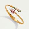 Open Sports Style Bangle Gold Inlaid Rhinestones Bracelet Simple Tennis Racket Bracelet  Girl