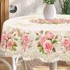 1 Piece Flower Theme Printed Tablecloth, Country Farmhouse Style, Bright Rose Pattern Design, Spring And Summer Camping Style Picnic, Wedding Season,