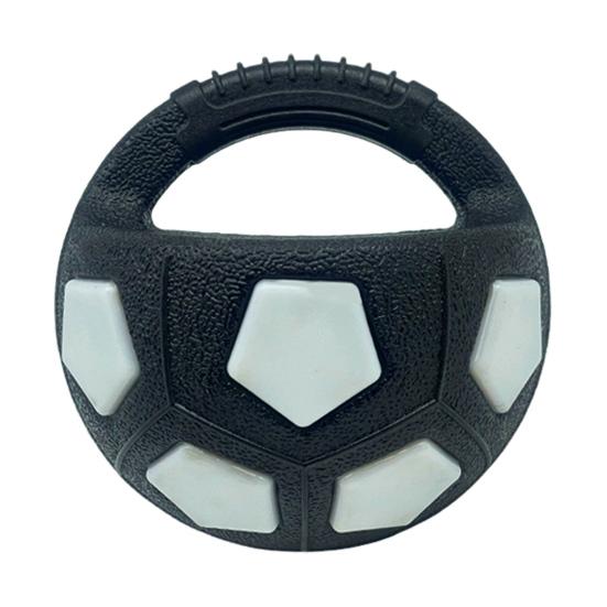 Dog Ball with Handle Squeaky Interactive Fetch Ball Rubber Pet Football Calming Ball Floating Water Toy for Training Breed Dogs Aggressive Chewers