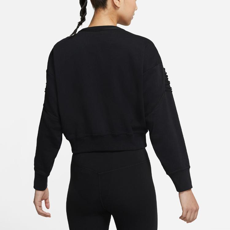 Nike Casual Knit Training Crew Neck Sweatshirt Women Tops Black DA0449-010