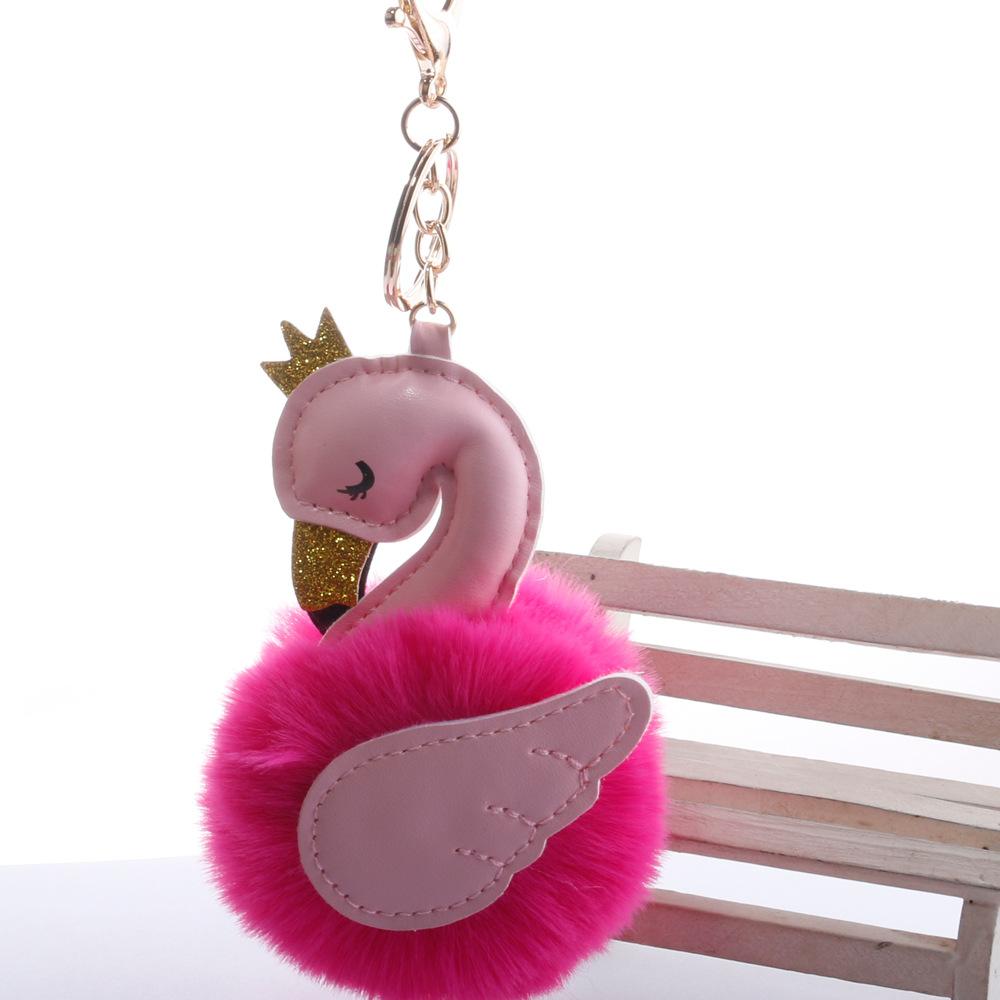 Swan Shape Hair Ball Key Chain Pendant Bag Pendant Handicraft Gift