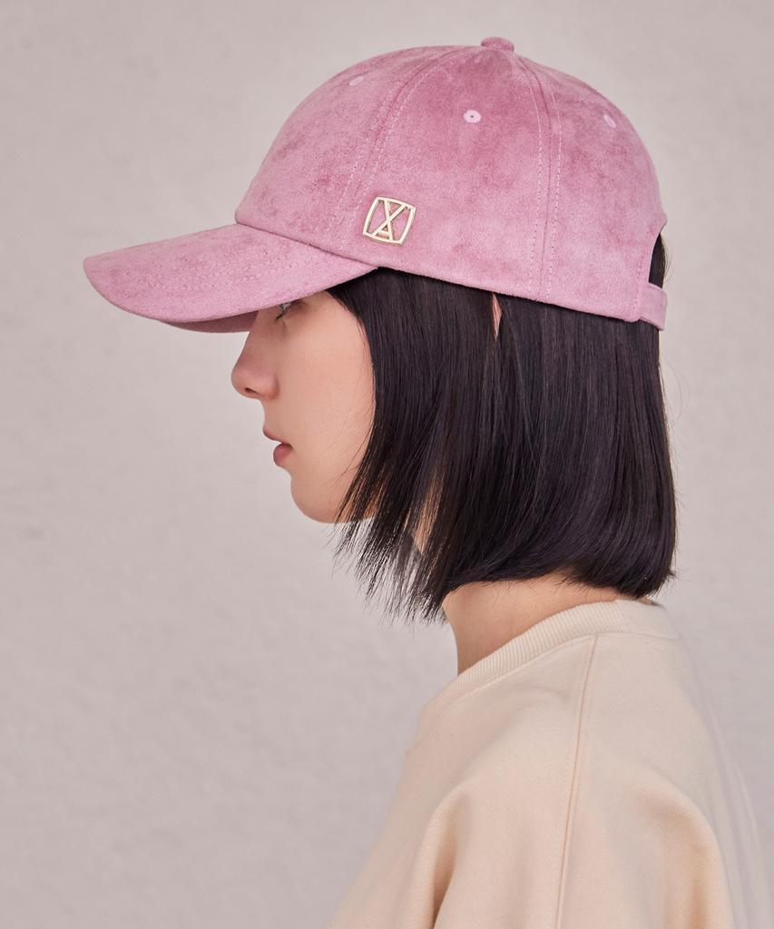 Bajal Va Square Suede Ball Cap Pink