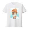 Watercolor Art Orange Beanie White Beard Elder Portrait Print Casual T Shirt vintage Washed homme Top For Everyday Wear Unisex