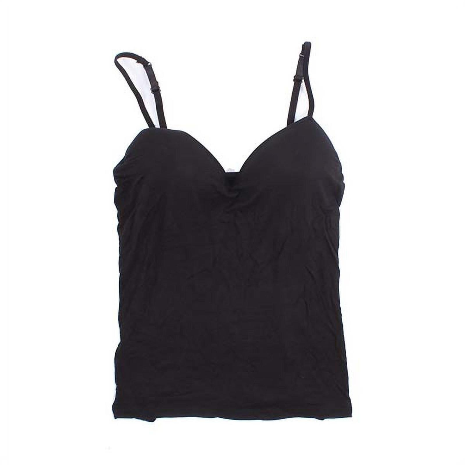Summer Modal Women s Camisole Tank Top Wireless Built-in Bra Adjustable Straps Soft Stretch Fabric Breathable Seamless Design L чёрный