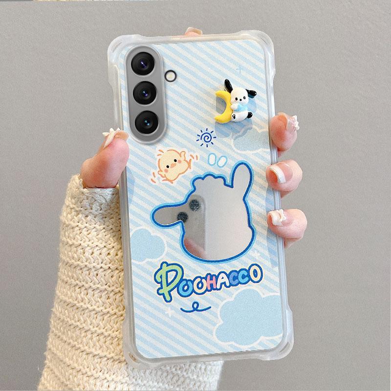 KEYSION Crossbody Strap Phone Case for Samsung A55 5G A35 A25 A15 LTE Cute Cartoon Long Lanyard Mirror Shockproof Cover for Galaxy A05S