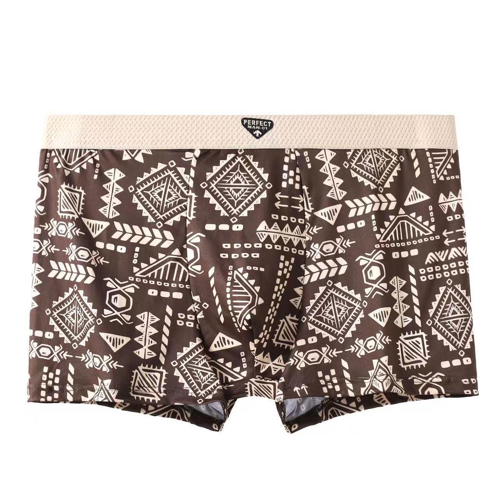 Men's Retro Printed Mid-Waist Breathable Boxer Briefs