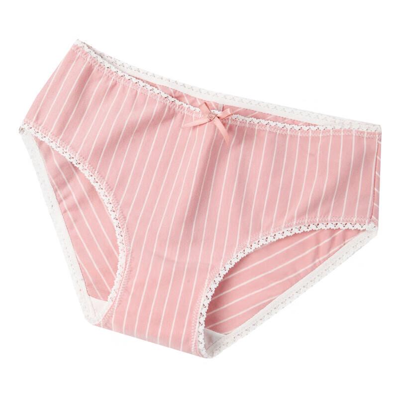 Langsha Striped Lace-Trim Girls' Cotton Briefs (4-Pack)