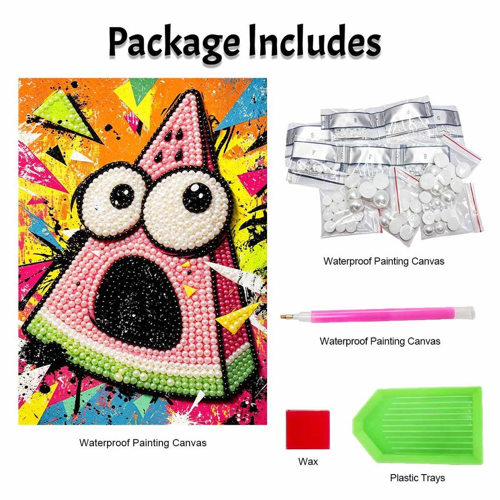 Pearl Painting DIY Kit Vibrant Watermelon Character Design Frameless Shiny Bead Canvas Creative Craft for Home Wall Decor Art Supply