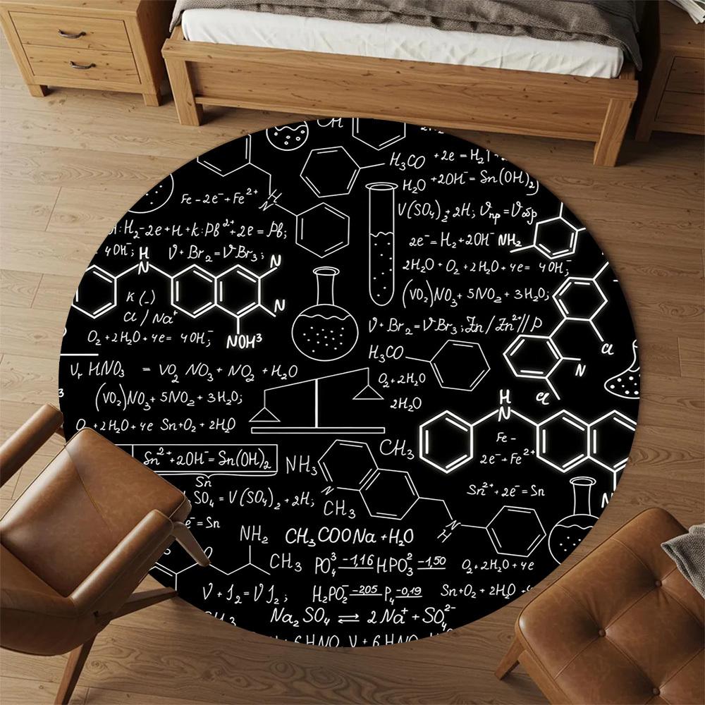 1pc Chemistry Science Round Chair mat office Area Rug - Non-Slip, Floor Mat for Office, Bedroom, and Indoor Decor p127290