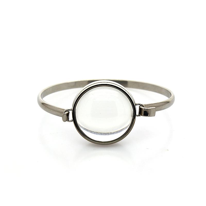 Edelstahl Doppel gekrümmtes Medaillon Armband Kette Glas Speicher Anhänger Schwimmendes Medaillon Armreif Füllbar DIY Schmuckherstellung