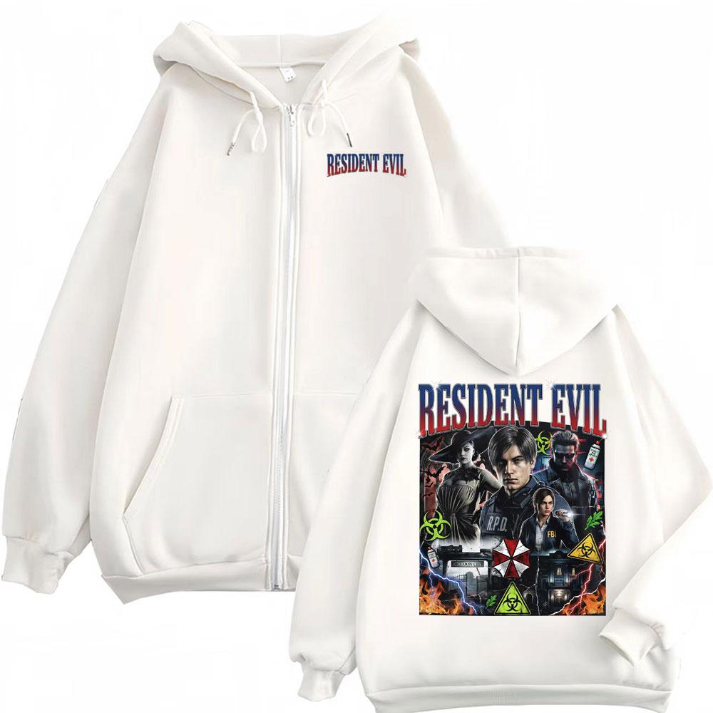 Resident Raccoon Police Dept Zip Up Hoodie Leon Kennedy Zipper Hoodies Men Women Vintage Style Jacket Sweatshirt