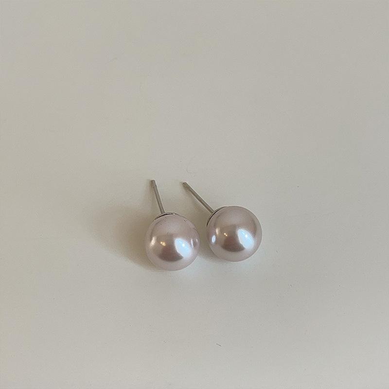 Sweet Girl Champagne Powder Pearl Stud Earrings Women'S Simple Premium Gentle Elegance Fashion Versatile Earrings