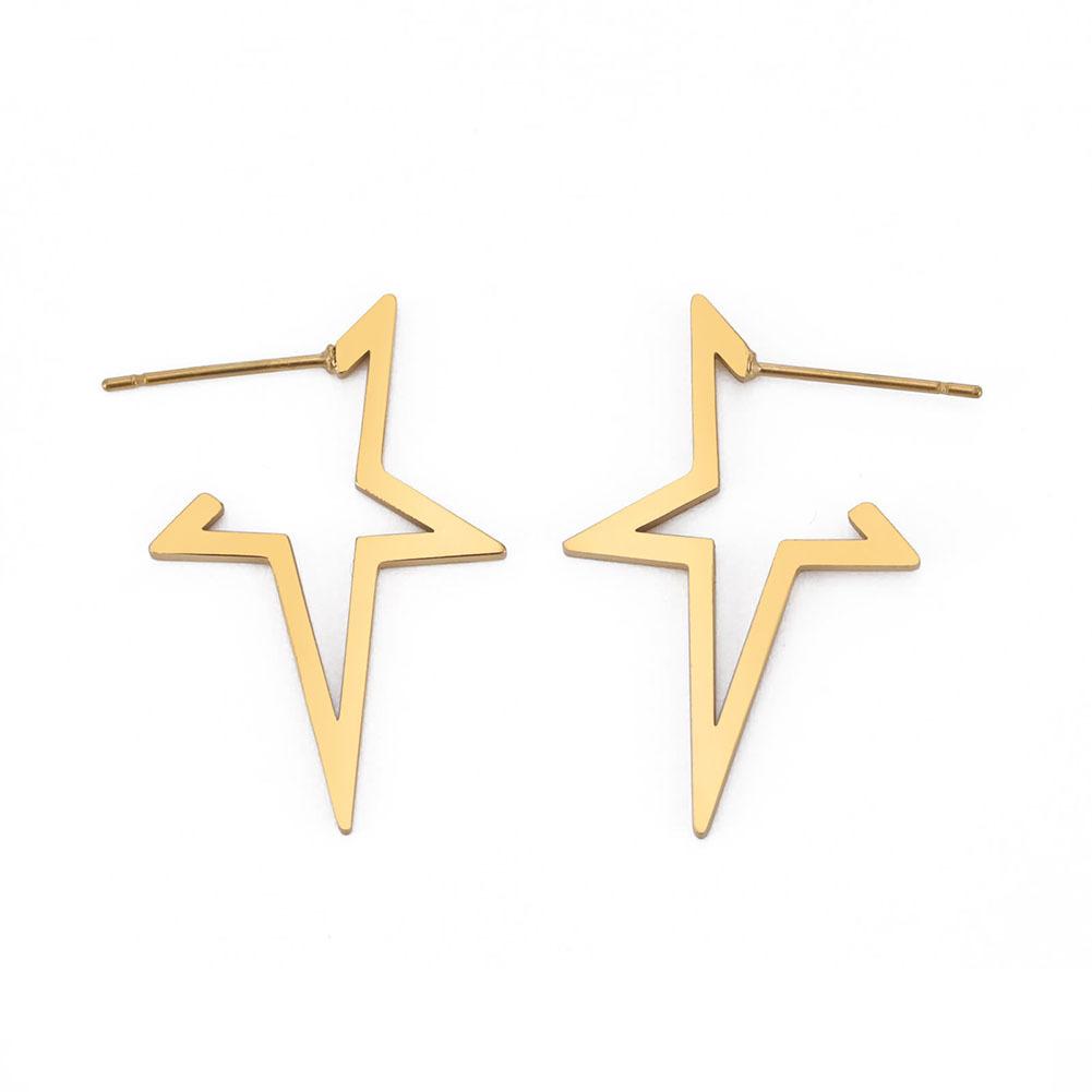 Hollow Cut-Out Five-Point Star Earrings Minimalist Hip Hop Stud Earrings Versatile Ear Jewelry