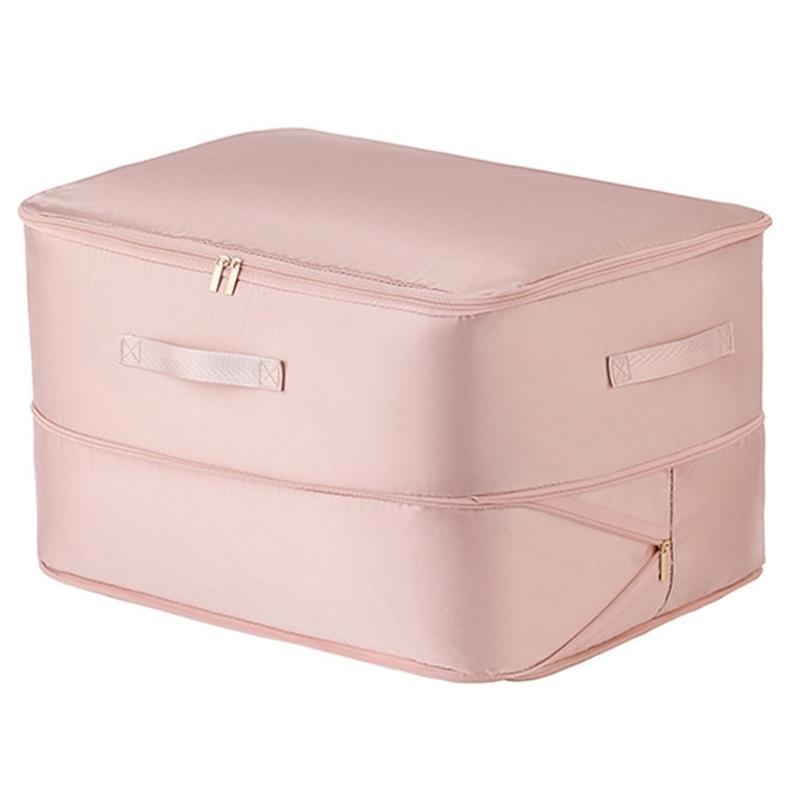 Oversized Satins Quilt Storage Bag Space Saving Seasonal Clothing Organizer Efficient Home Organization Accessories розовый