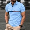 Estate Nuove Magliette Stampate con Lettere Top Polo da Uomo Casual con Risvolto e Bottoni