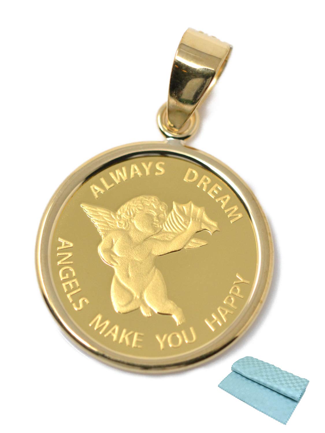 

Coin Pendant Angel Coin 24K Frame 18K Set with Polishing [Jewelry Kotobuki] 1/25oz (Gift Cloth) золотий