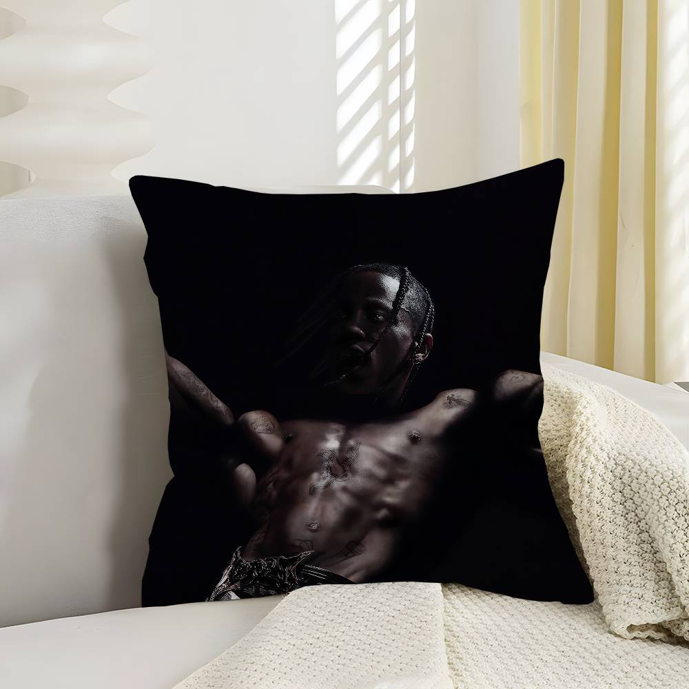 Rapper T-Travis S-Scott Personalized Pillow Cover Kids Bedroom Wild Party Decor Pillowcase Kid Birthday Shower Gift