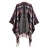 Scottish Classic Plaid Tassel Thick Warm Split Shawl Cape