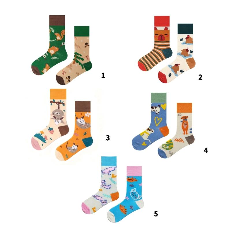 Unique AB Pattern Animal Socks Cotton Blend Breathable Moisture Wicking Seamless Construction Fit Men Women for Outdoor Activity