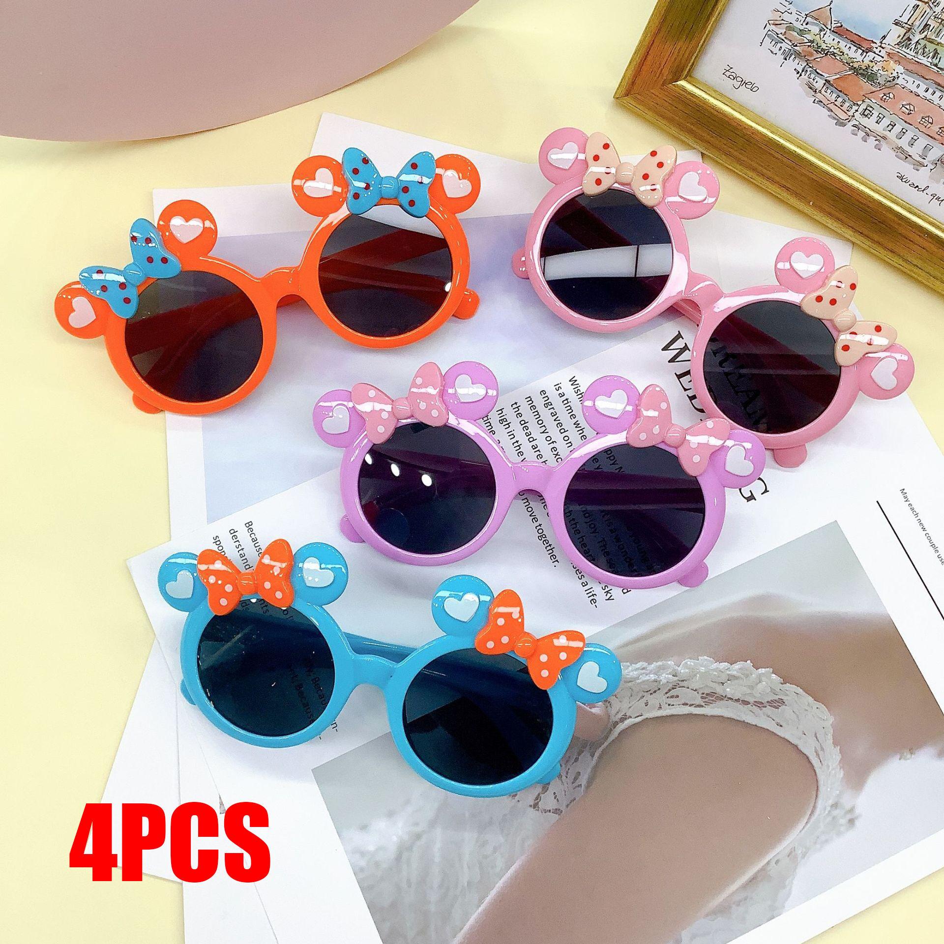 

4PCS Fashionable And Cute With Cartoon Concave Design, Baby Sunglasses For Travel, UV Resistant Children s Sunshades