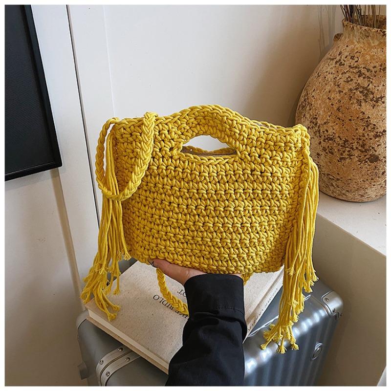 Sommer Mode Handtasche Tasche Damen neue einfache gestrickte Fransen kleine quadratische Tasche High-End Umhängetasche