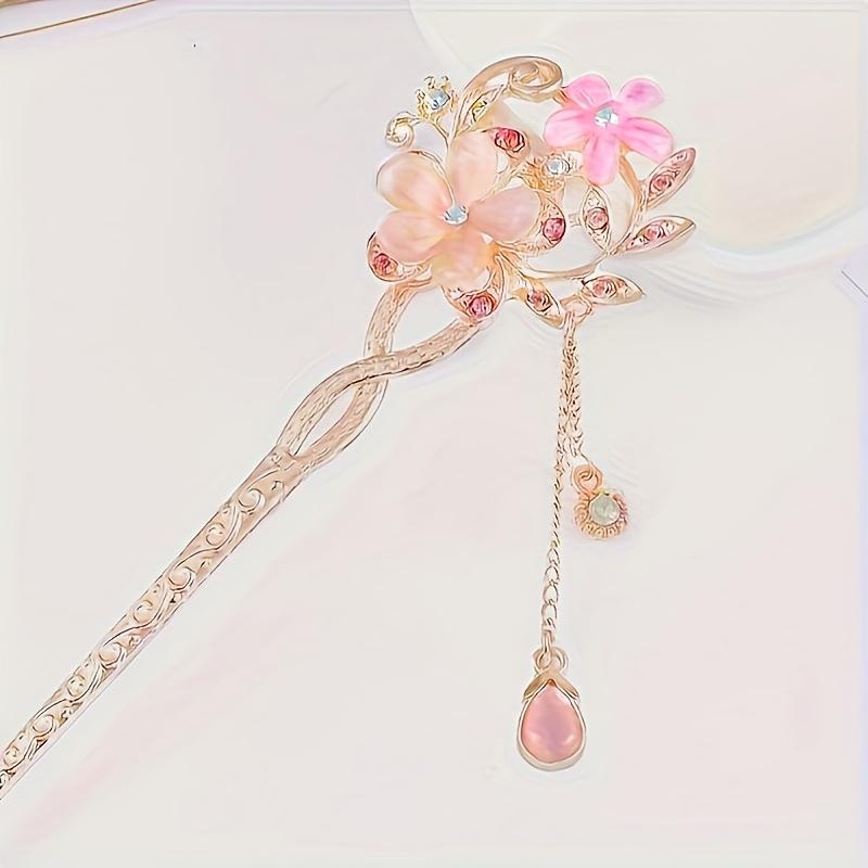 

Women s Vintage Cat s Eye Stone Twin Flower Hairpin, Classical Hair Stick, Updo Accessory, Ethnic Style Headpiece, Cat s Eye