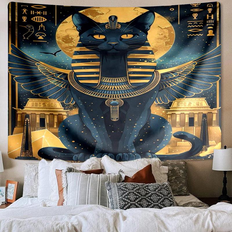 Egyptian Cat Mythology Tapestry Room Decoration Wall Hanging for Living Room Bedroom, Dormitory, Birthday and Christmas Gifts
