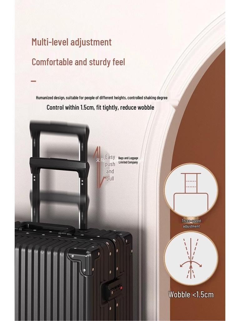 Ping Travel Suitcase: Large Capacity 28-Inch Leather Trolley with Lock for Men and Women, Compact Carry-on for Students.