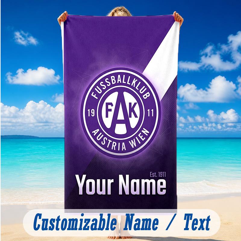 Toalha de Praia Nome Personalizado Texto, Toalha Grande de Secagem Rápida Para Praia Casa Áustria Wien FC