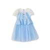 Desha Girls' 2026 Summer Round Neck Puff Sleeve Patchwork Dress