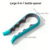 Otvírák na sklenice Klíč s lehkým úchopem 4 v 1 Praktický Šetří sílu Otvíráky na víčka plechovek, pivních a nápojových lahví Nástroje na otočení víčka Přenosné kuchyňské pomůcky