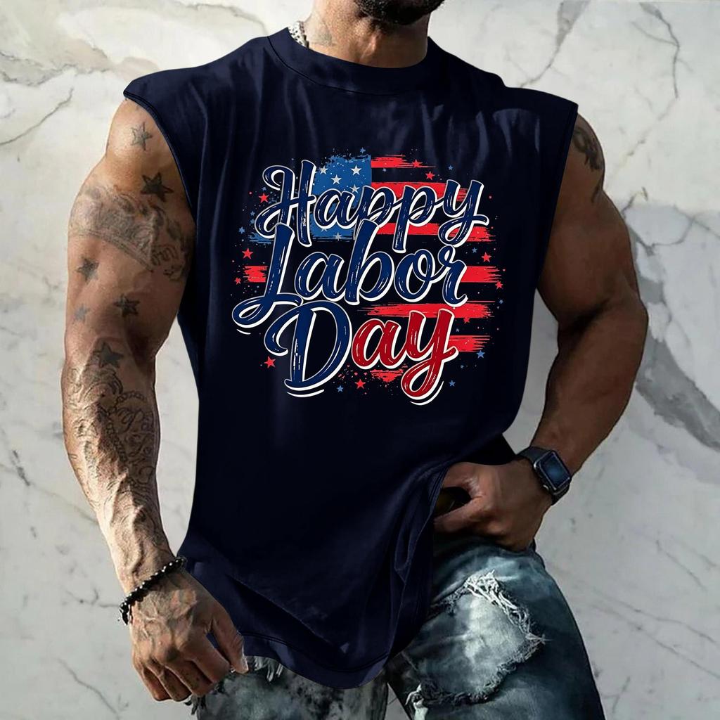 Men Sleeveless Tank Top Casual Loose Fit Muscle Shirt Summer Workout Athletic Gym Shirt Printed Graphic Tank Top for Outdoor Activities