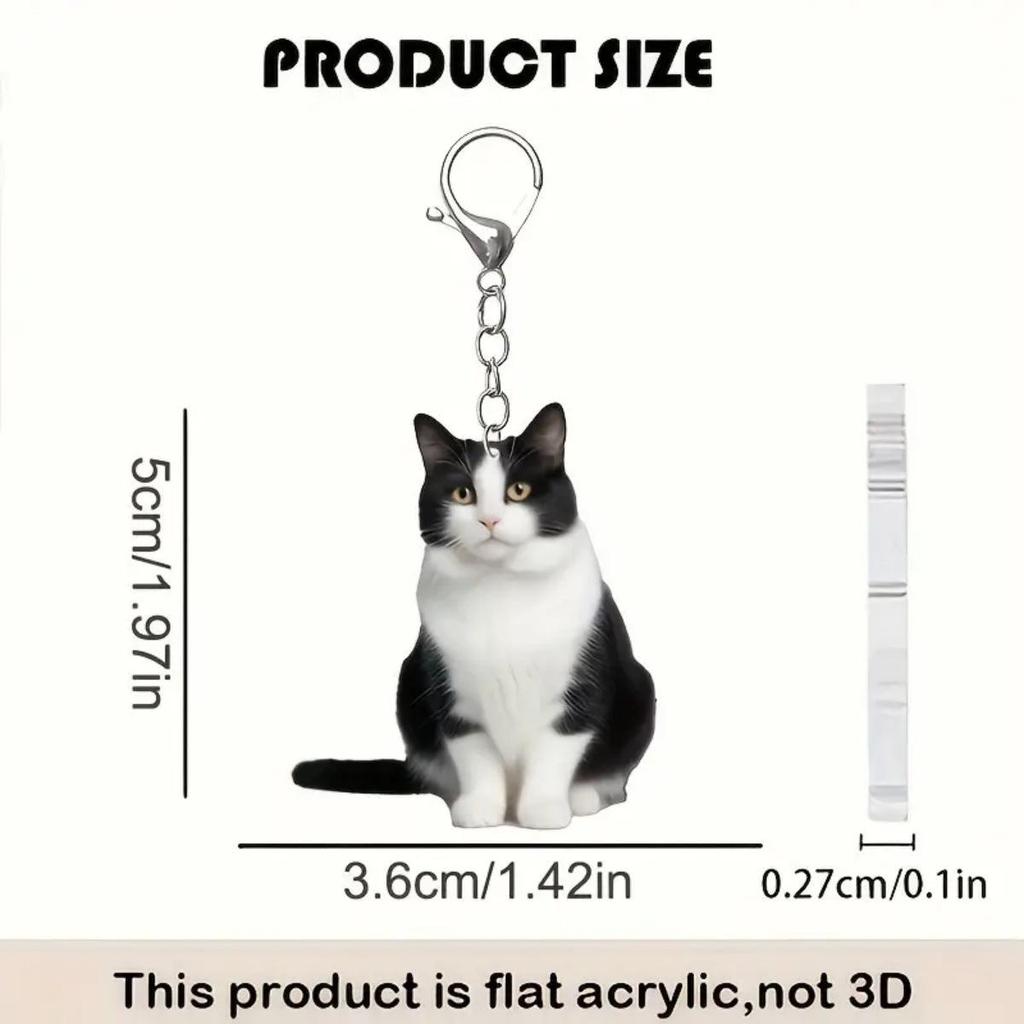 Doppelseitiger Acryl-Schlüsselanhänger mit Tuxedo-Katze für Rucksack