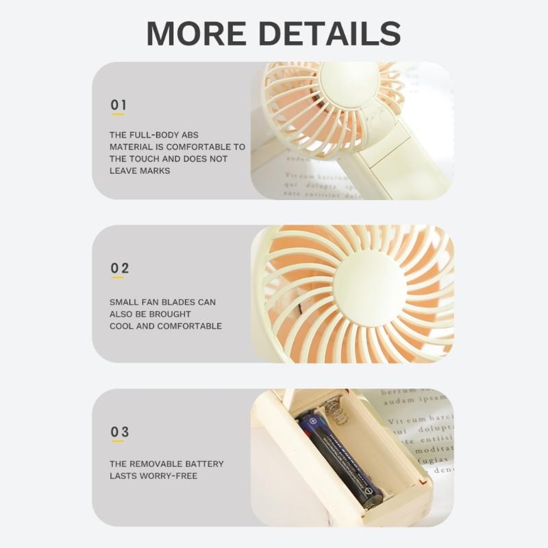 AM4 Battery Operated Handheld Fan Indoor Outdoor Use Ergonomic Handle Lightweight For Kids Adults Outdoor Travel