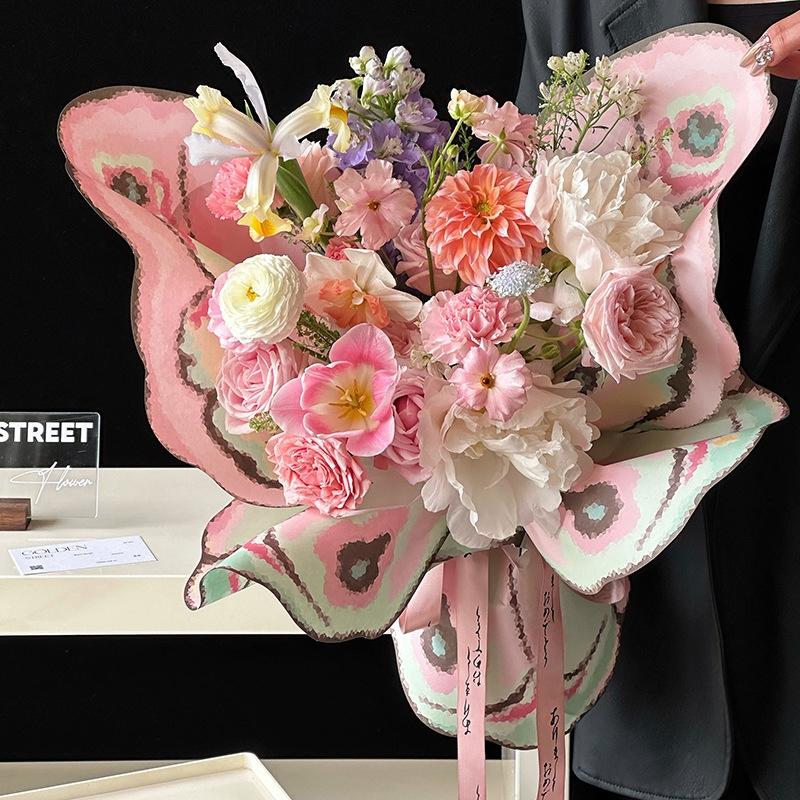 2025 Butterfly Flower Wrapping Paper Korean Style Gift Wrap Florist Bouquet Wrapper DIY Gifts Packaging Wedding Party Supplies