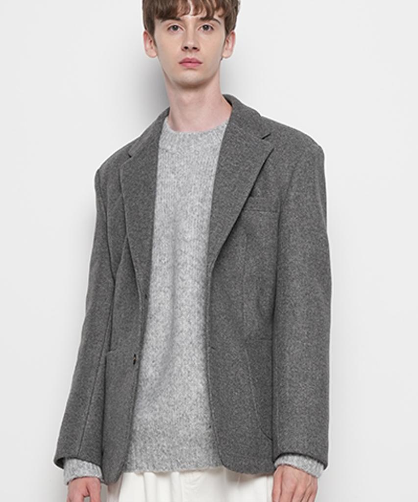 The-Abon Men'S Day Classic Standard Wool Jacket Grey