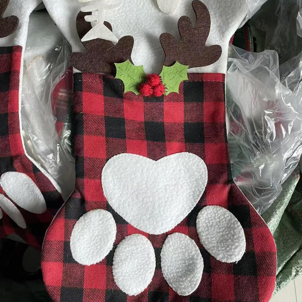 Antler Bones Christmas Stocking & Ornament Gift Bag for Tree Decorations & Candy Gifts
