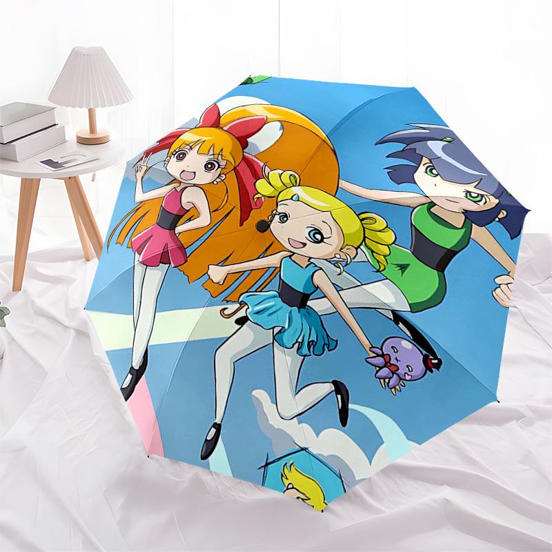 1pc Rainbow Magic Girls Automatic Opening/Closing Outdoor Umbrella with Convenient 3-Fold Design, Iron Frame, Outdoor Use, Perfect Gift for Fans,