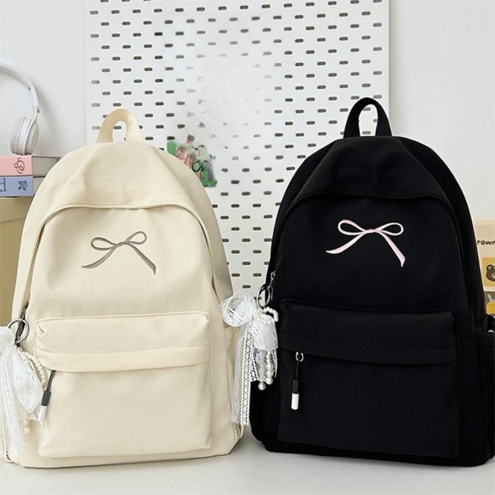 Mochila Bordada con Lazo Bolsa Portátil Gran Capacidad Mochilas Mujer Ligera Viaje Bolsas Bolsas para Mujer Estudiantes Mochila