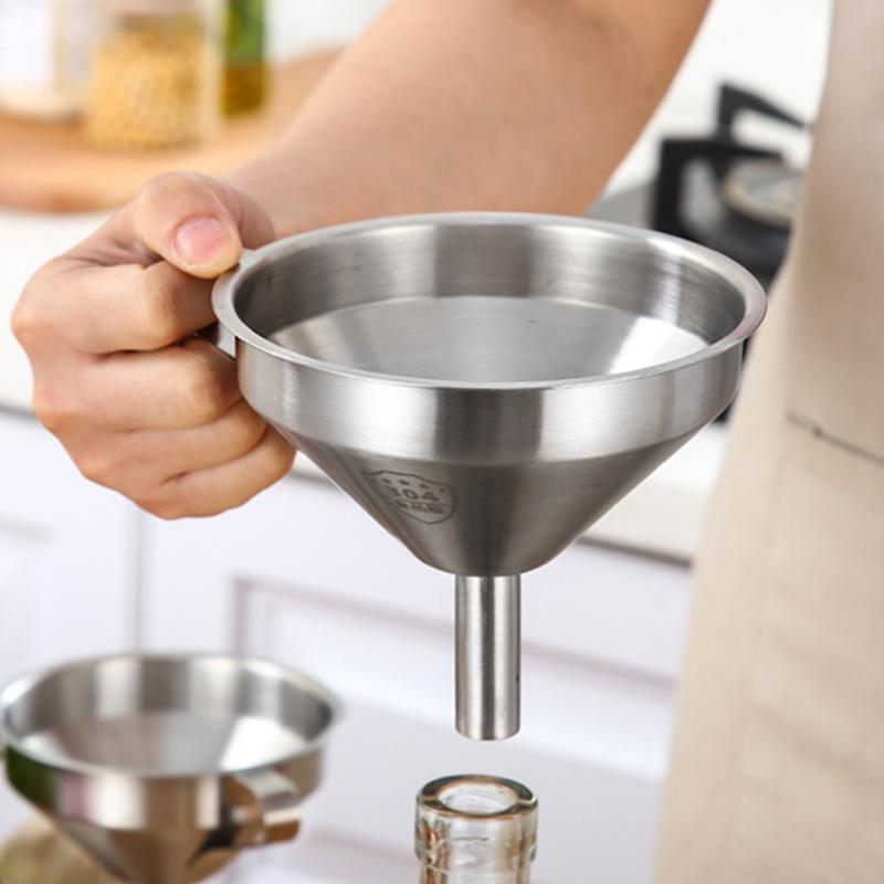 Kitchen Funnel Stainless Steel Funnel with Strainer Large Metal Funnel Filter for Filling Bottle Oil Liquid Kitchen Accessories