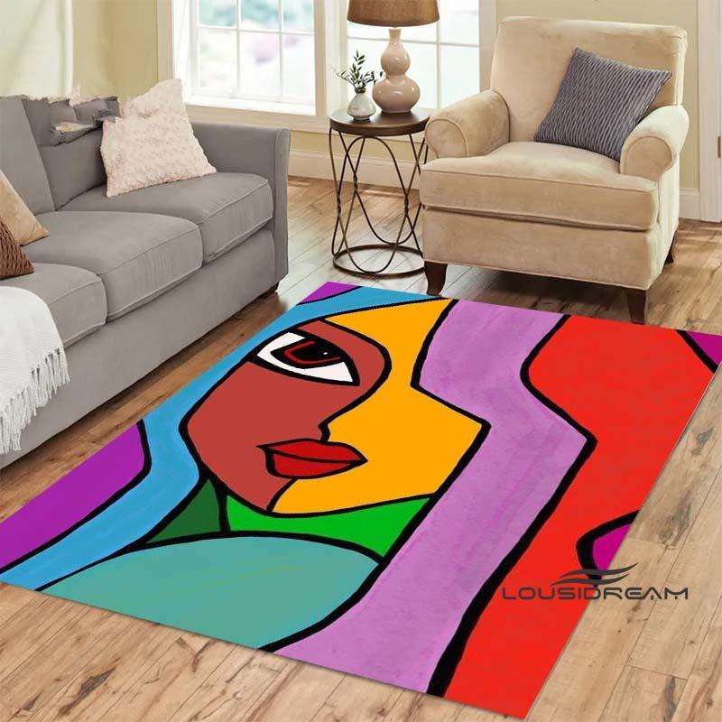 Customizable Picasso Style Painting Printed Carpet Fashion Non-slip Floor Mat Outdoor Door Mat Play Mat Birthday Gift