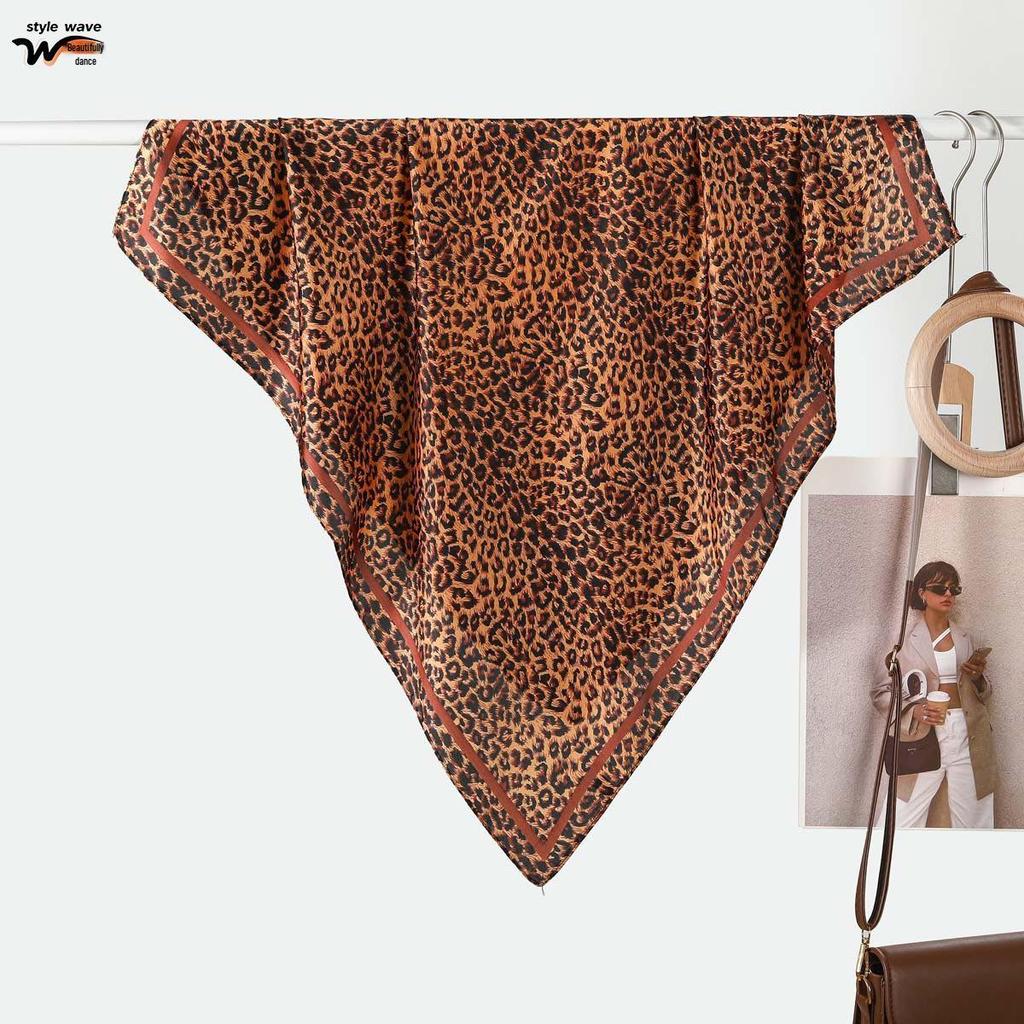 New Classic Leopard Print Silk Scarf - Versatile European & American Fashion for Neck or Head, Perfect for Streetwear and Live Broadcasts