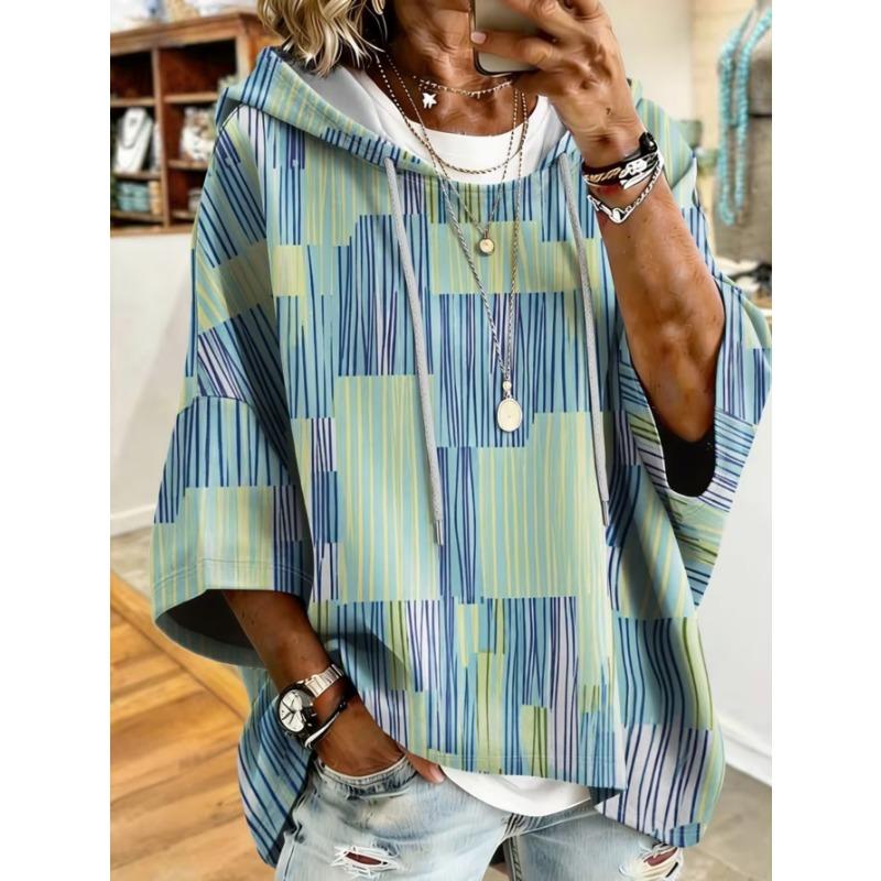 Damen Kapuzenpullover in Übergröße, Elegantes Bequemes Einfaches Muster Print, Modisch und Vielseitig